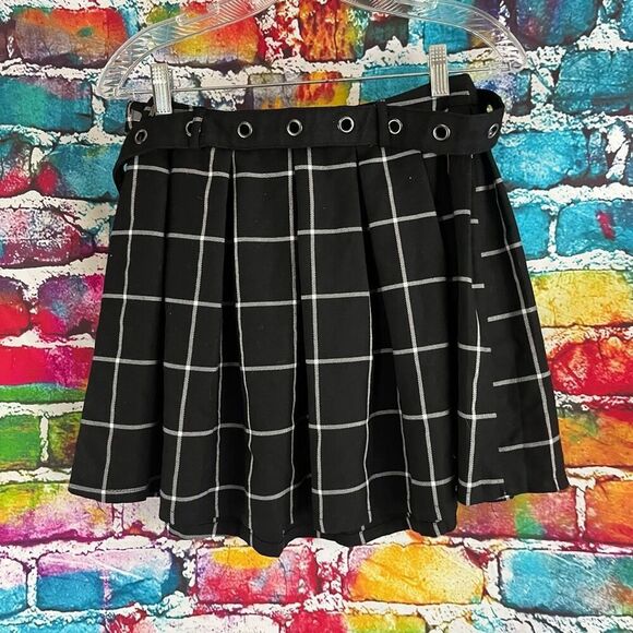 Hot Topic Mini Skirt  Y2K Windowpane Grid Grunge Goth School Girl Cosplay Size S - Picture 4 of 5